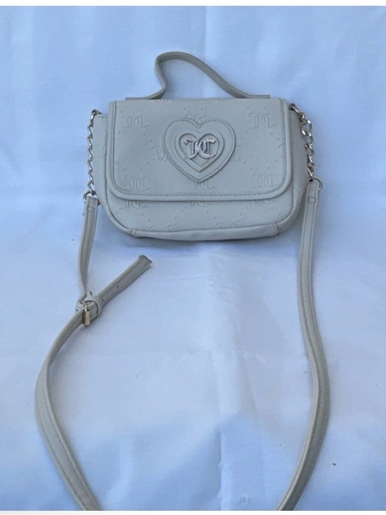 Juicy Couture Handbags - Juicy Couture Cream Heart Monogram Crossbody Bag